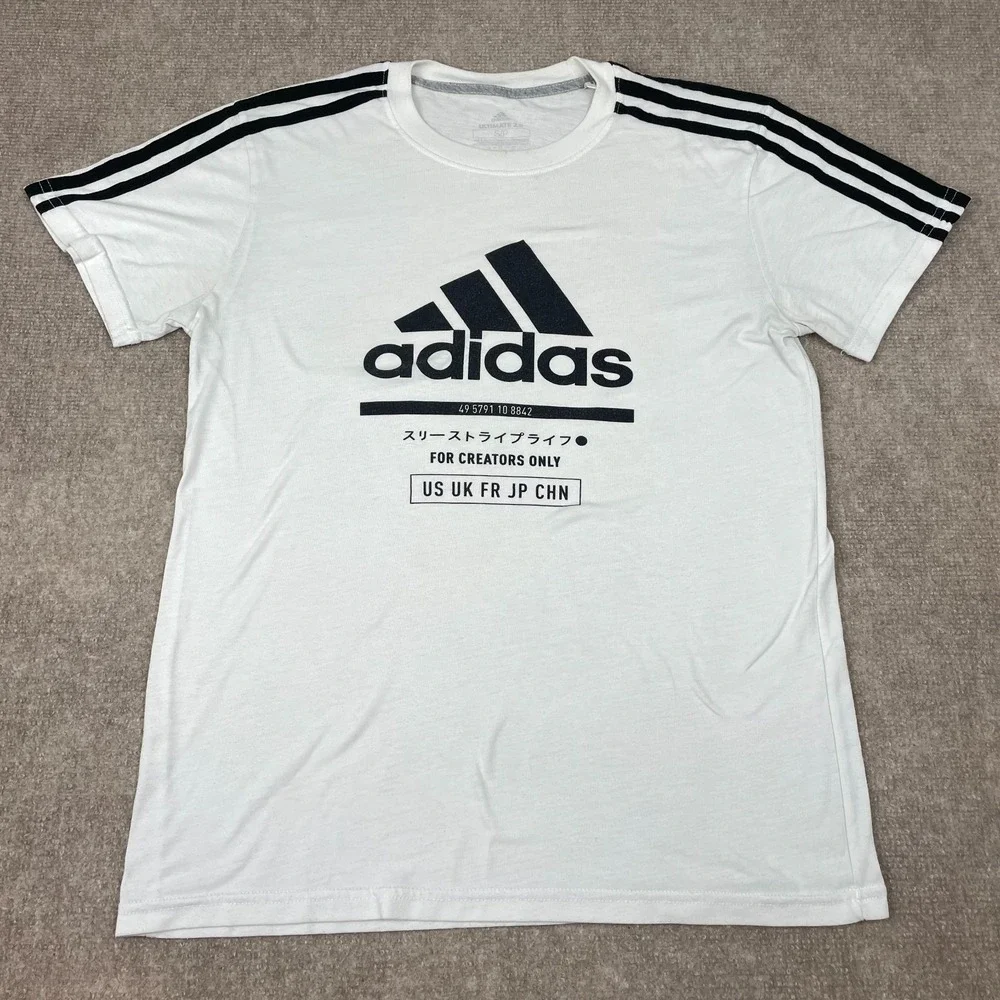 Adidas Ultimate 2.0 T Shirt Men Small White Three Stripes Life For Creators Only